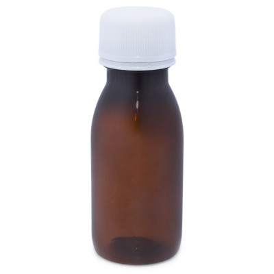 Botella 60 ml plastico ambar tapon rosca precinto por mayor