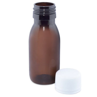 Botella 60 ml plastico ambar tapon rosca precinto por mayor